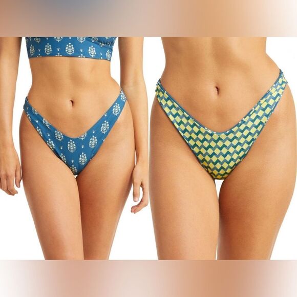 Maaji NWT Swizzle Splendour Reversible Bikini Bottoms Blue Size M - Picture 3 of 12